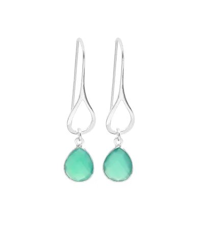Green Onyx Earrings - Sterling Silver Handmade Dangle Earrings for Women