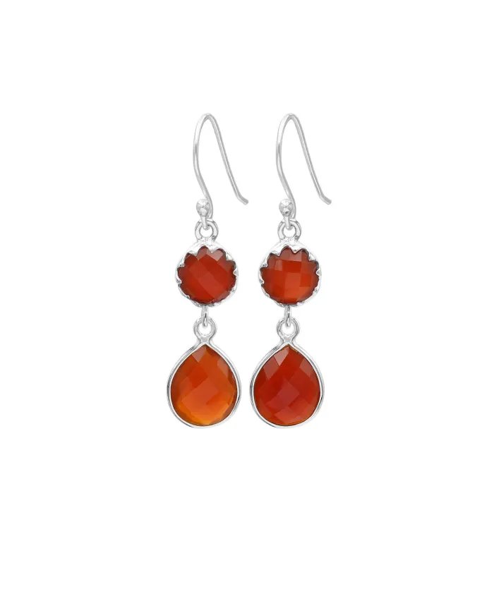 Natural Red Onyx Earrings - Sterling Silver Handmade Earrings Gemstone Jewelry for Women