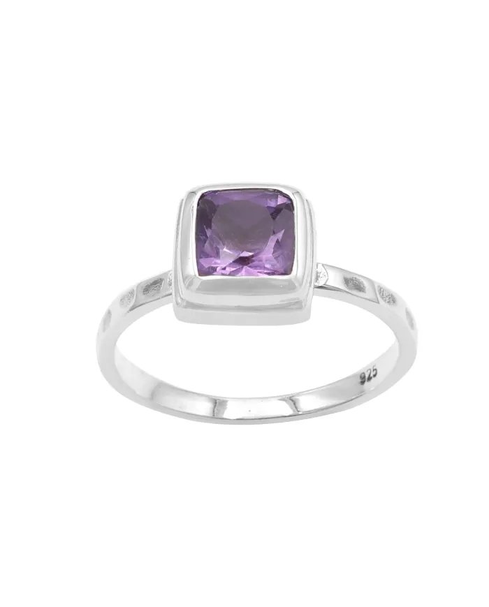 Amethyst Ring – Handmade Sterling Silver Minimalist Dainty Gemstone Ring for Women