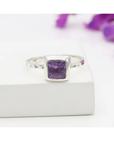 Amethyst Ring – Handmade Sterling Silver Minimalist Dainty Gemstone Ring for Women