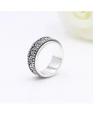 Handmade 925 Sterling Silver Oxidized Spinner Ring – Anxiety Relief & Meditation Fidget Ring, Unisex Jewelry