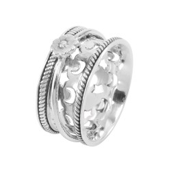 925 Sterling Silver Fidget Ring Spinner Ring Flower Anxiety Ring for Women Men