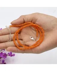 Natural Carnelian Beads Necklace - Sterling Silver Handmade Fancy Gemstone Necklace for Her