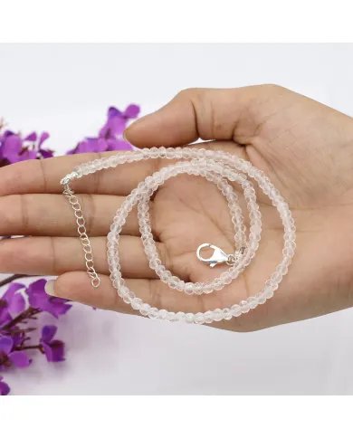 Natural Crystal Beads Necklace - Sterling Silver Handmade Choker Jewelry for Women