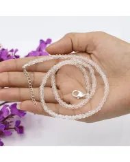 Natural Crystal Beads Necklace - Sterling Silver Handmade Choker Jewelry for Women
