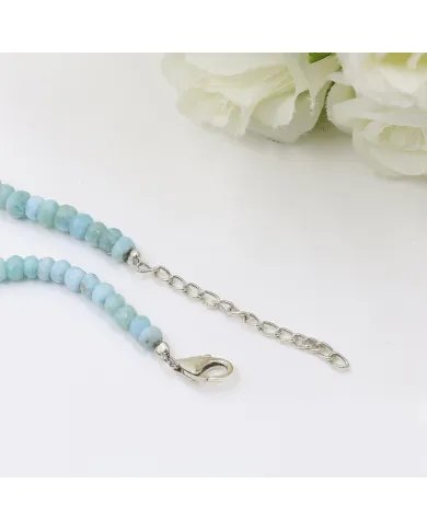 Larimar Choker Necklace - Sterling Silver Handmade Pretty Beads Necklace for Gift