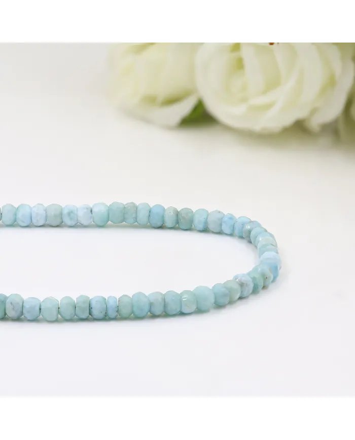 Larimar Choker Necklace - Sterling Silver Handmade Pretty Beads Necklace for Gift
