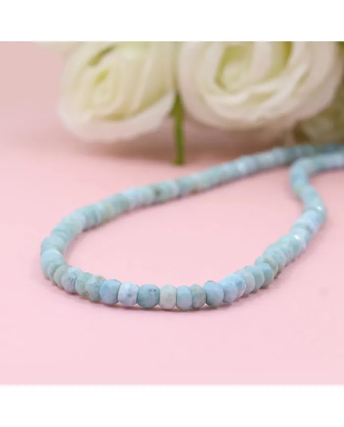 Larimar Choker Necklace - Sterling Silver Handmade Pretty Beads Necklace for Gift
