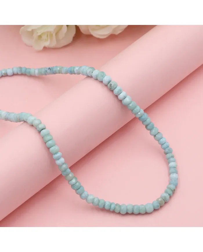 Larimar Choker Necklace - Sterling Silver Handmade Pretty Beads Necklace for Gift