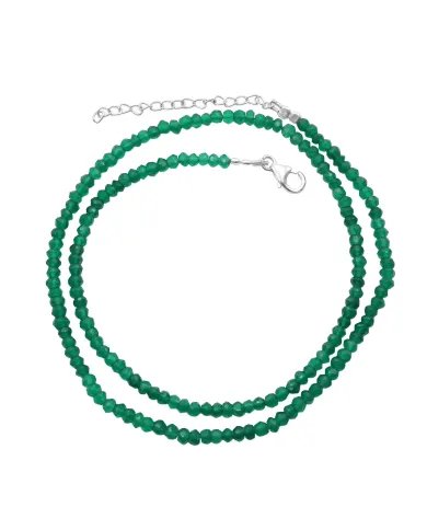 Green Onyx Necklace - Sterling Silver Handmade Choker Beads Versatile Necklace for Her