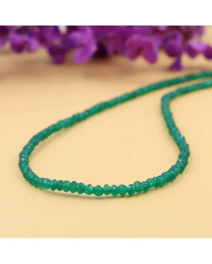 Green Onyx Necklace - Sterling Silver Handmade Choker Beads Versatile Necklace for Her