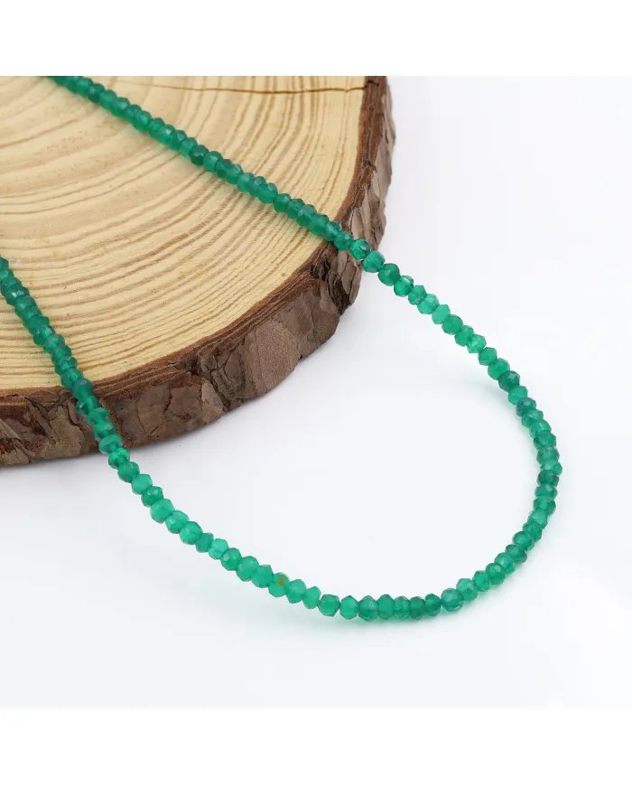 Green Onyx Necklace - Sterling Silver Handmade Choker Beads Versatile Necklace for Her