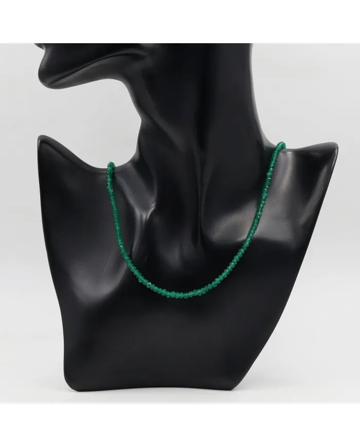 Green Onyx Necklace - Sterling Silver Handmade Choker Beads Versatile Necklace for Her