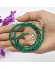 Green Onyx Necklace - Sterling Silver Handmade Choker Beads Versatile Necklace for Her