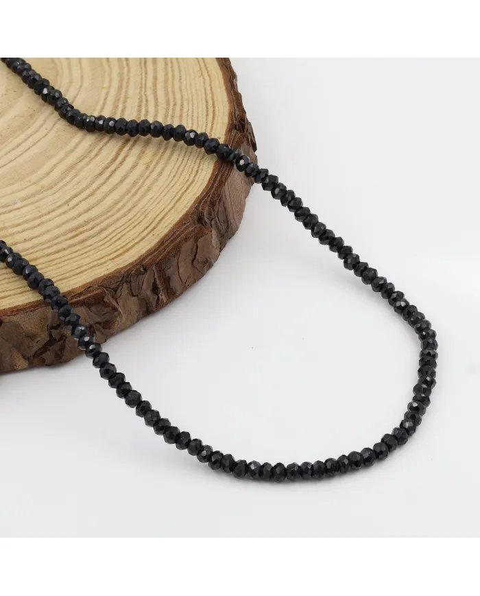 Black Spinel Necklace - Sterling Silver Beads Choker Necklace Handmade Jewelry