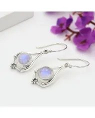 Moonstone Earrings - Sterling Silver Handmade Dainty Earrings for Her
