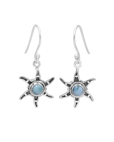 Handmade Larimar Dangle Earrings – Sterling Silver Gemstone Jewelry for Women
