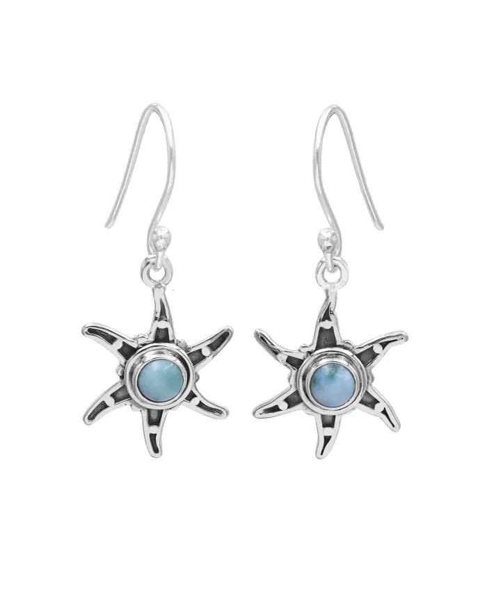Handmade Larimar Dangle Earrings – Sterling Silver Gemstone Jewelry for Women