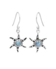 Handmade Larimar Dangle Earrings – Sterling Silver Gemstone Jewelry for Women