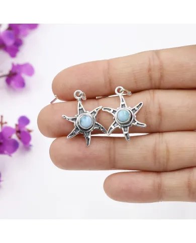Handmade Larimar Dangle Earrings – Sterling Silver Gemstone Jewelry for Women
