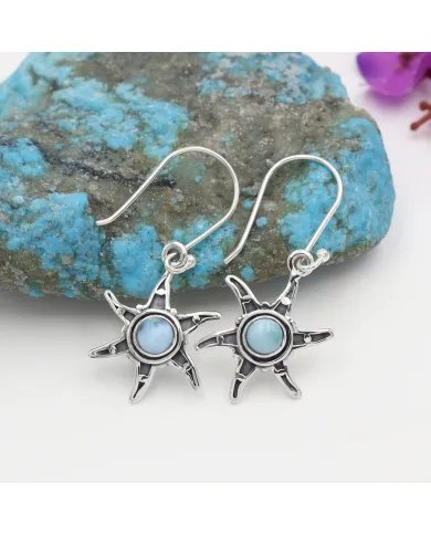 Handmade Larimar Dangle Earrings – Sterling Silver Gemstone Jewelry for Women