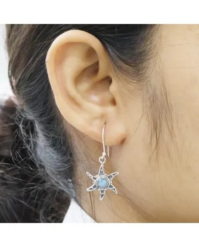 Handmade Larimar Dangle Earrings – Sterling Silver Gemstone Jewelry for Women