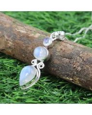 Rainbow Moonstone Pendant - Handmade 925 Silver Gemstone Jewelry