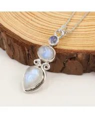 Rainbow Moonstone Pendant - Handmade 925 Silver Gemstone Jewelry