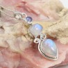 Moonstone Pendant, Three Stone Pendant, Sterling Silver Pendant, Pendant with Chains, June Birthstone, Charm Necklaces for Women