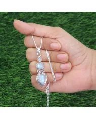Rainbow Moonstone Pendant - Handmade 925 Silver Gemstone Jewelry