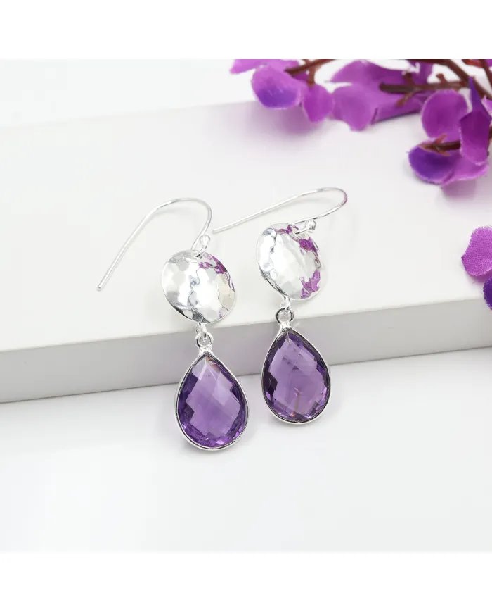 Amethyst Earrings - Sterling Silver Handmade Versatile Jewelry