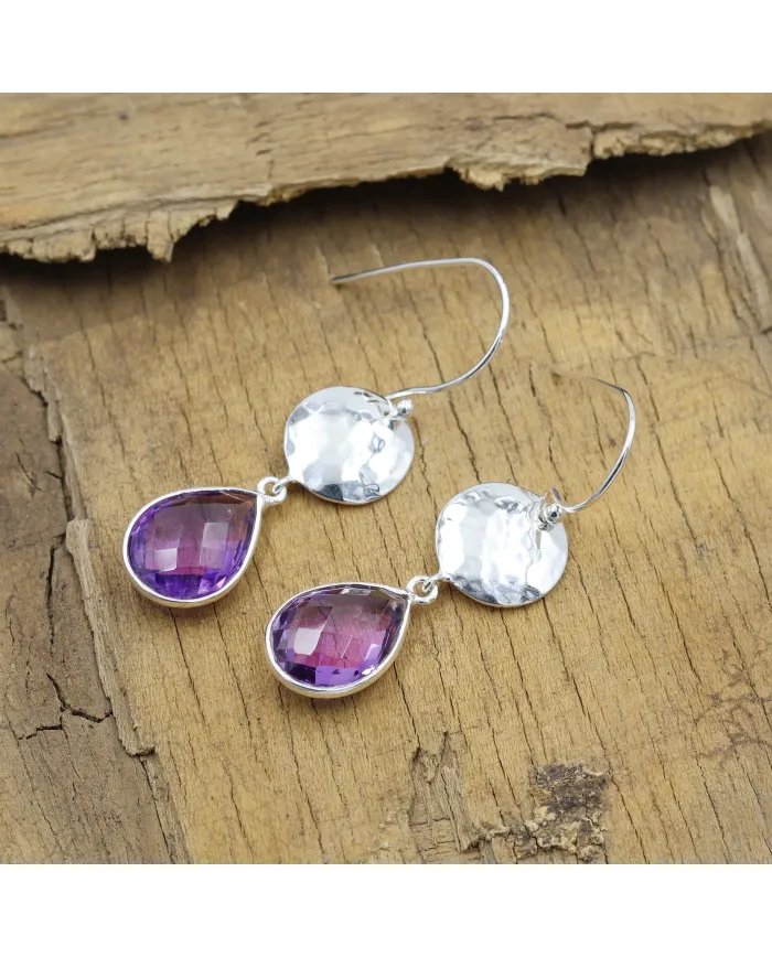 Amethyst Earrings - Sterling Silver Handmade Versatile Jewelry