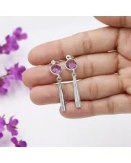Amethyst Earrings Sterling Silver Handmade Jewelry | February Birthstone Studs | Gift for Her
