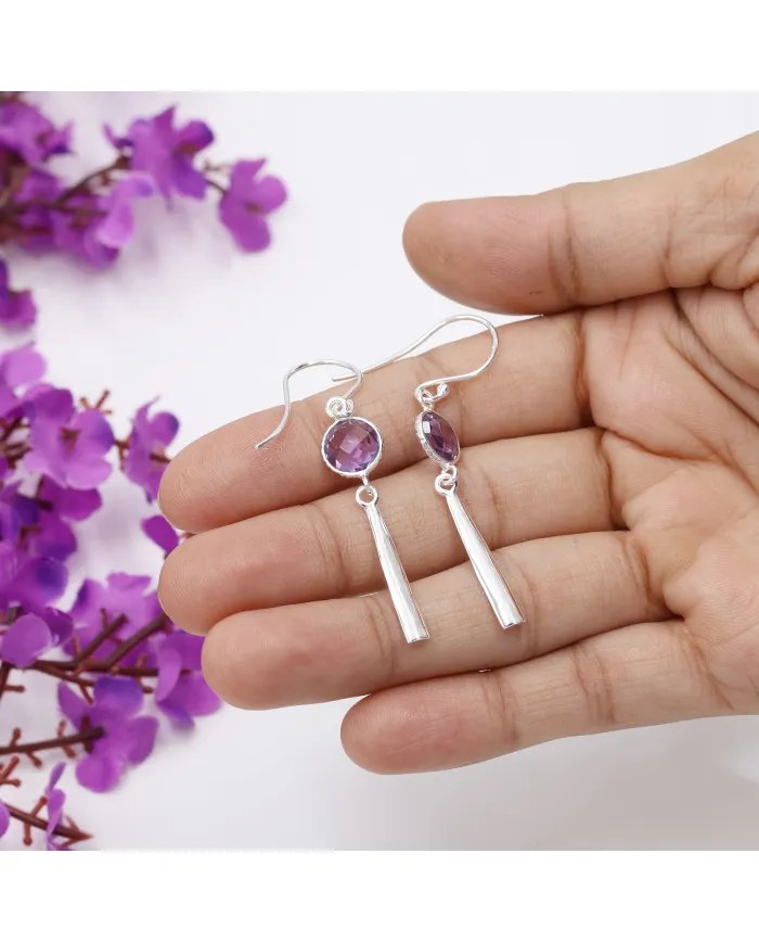 Amethyst Earrings Sterling Silver Handmade Jewelry | February Birthstone Studs | Gift for Her