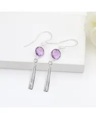 Amethyst Earrings Sterling Silver Handmade Jewelry | February Birthstone Studs | Gift for Her