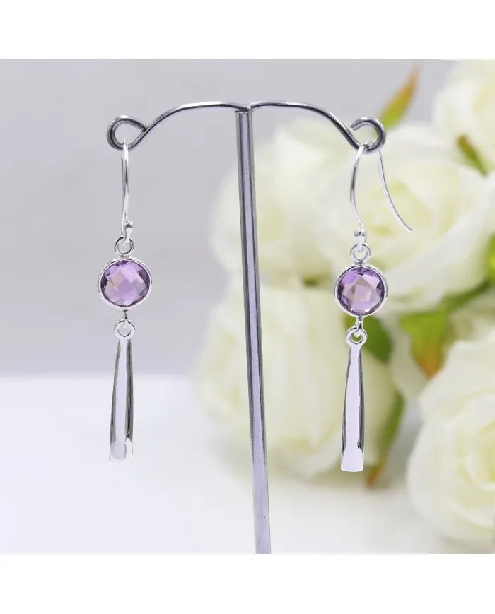 Amethyst Earrings Sterling Silver Handmade Jewelry | February Birthstone Studs | Gift for Her