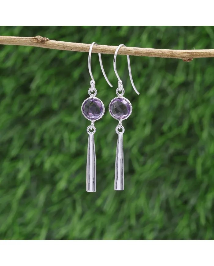 Amethyst Earrings Sterling Silver Handmade Jewelry | February Birthstone Studs | Gift for Her