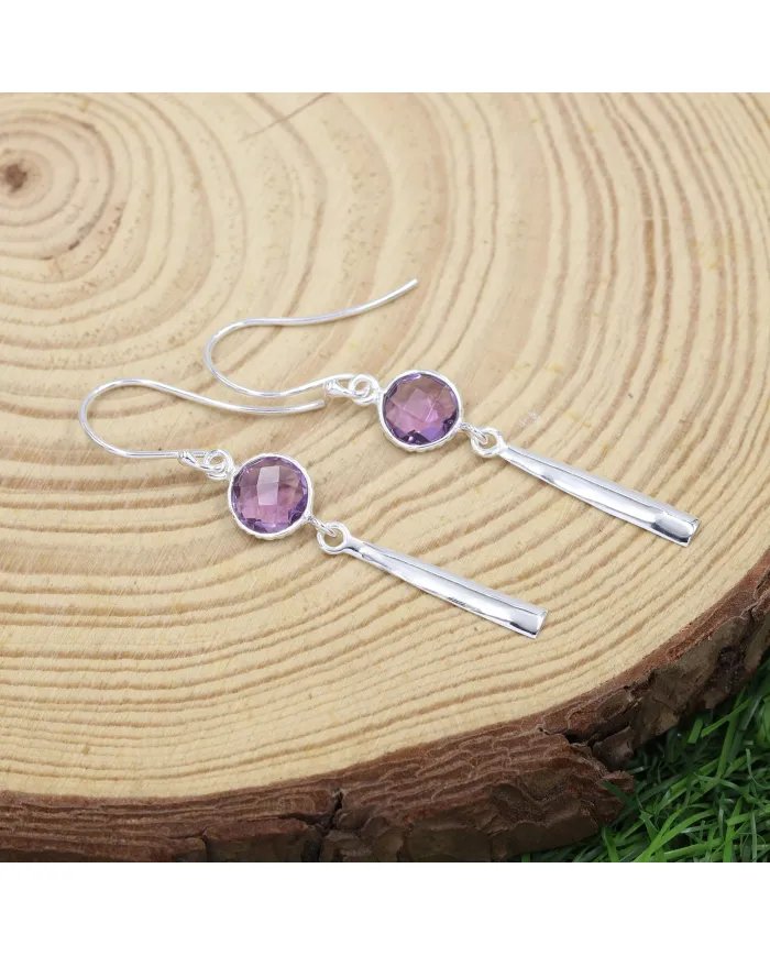 Amethyst Earrings Sterling Silver Handmade Jewelry | February Birthstone Studs | Gift for Her