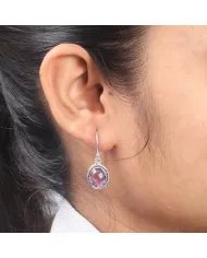 Natural Amethyst Earrings - Sterling Silver Bohemian Handmade Drop Earrings