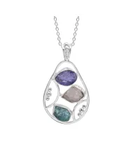 Raw Tanzanite Pendant Necklace with Rose Quartz and Apatite Gemstone