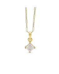 Moissanite Pendant - Sterling Silver Gold Plated Link Chain Pendant | Minimalist Handmade Dainty Jewelry