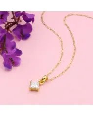 Moissanite Pendant - Sterling Silver Gold Plated Link Chain Pendant | Minimalist Handmade Dainty Jewelry