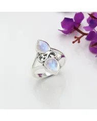 Rainbow Moonstone Ring - 925 Sterling Silver Pear Shape Handmade Jewelry