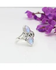 Rainbow Moonstone Ring - 925 Sterling Silver Pear Shape Handmade Jewelry