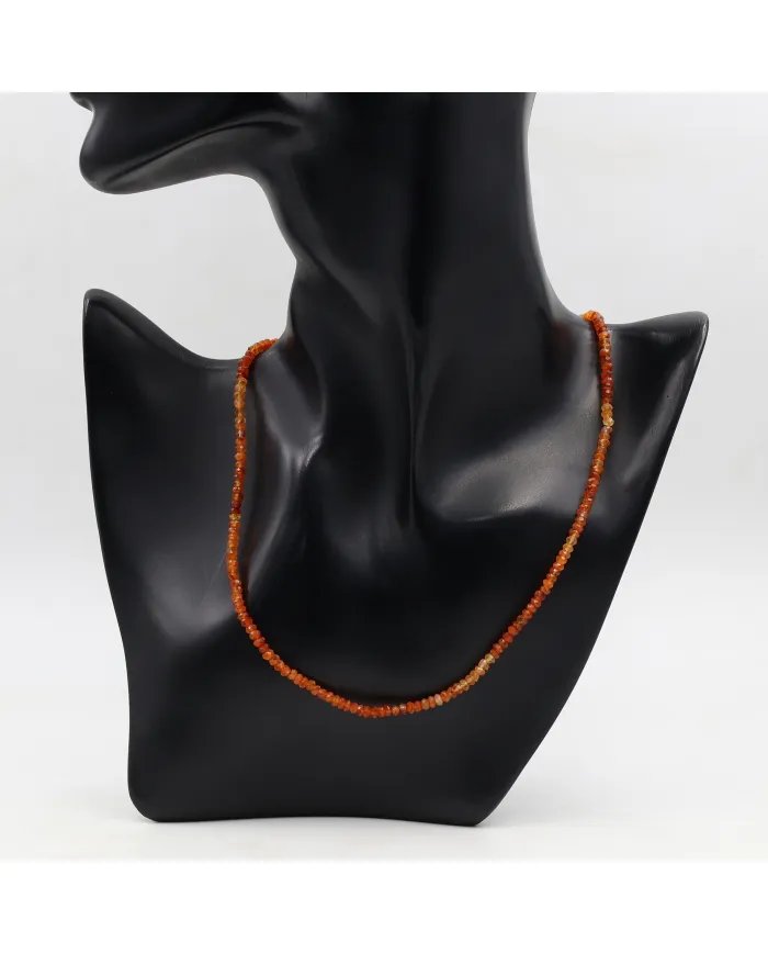 Natural Carnelian Beads Necklace - Sterling Silver Handmade Fancy Gemstone Necklace for Her