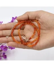 Natural Carnelian Beads Necklace - Sterling Silver Handmade Fancy Gemstone Necklace for Her