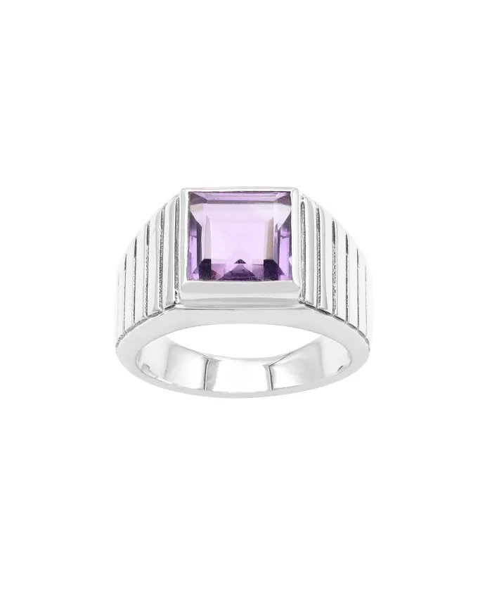 Handmade Amethyst Ring - 925 Sterling Silver Statement Ring for Her & Him