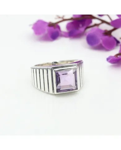 Handmade Amethyst Ring - 925 Sterling Silver Statement Ring for Her & Him