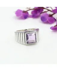 Handmade Amethyst Ring - 925 Sterling Silver Statement Ring for Her & Him