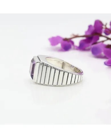 Handmade Amethyst Ring - 925 Sterling Silver Statement Ring for Her & Him